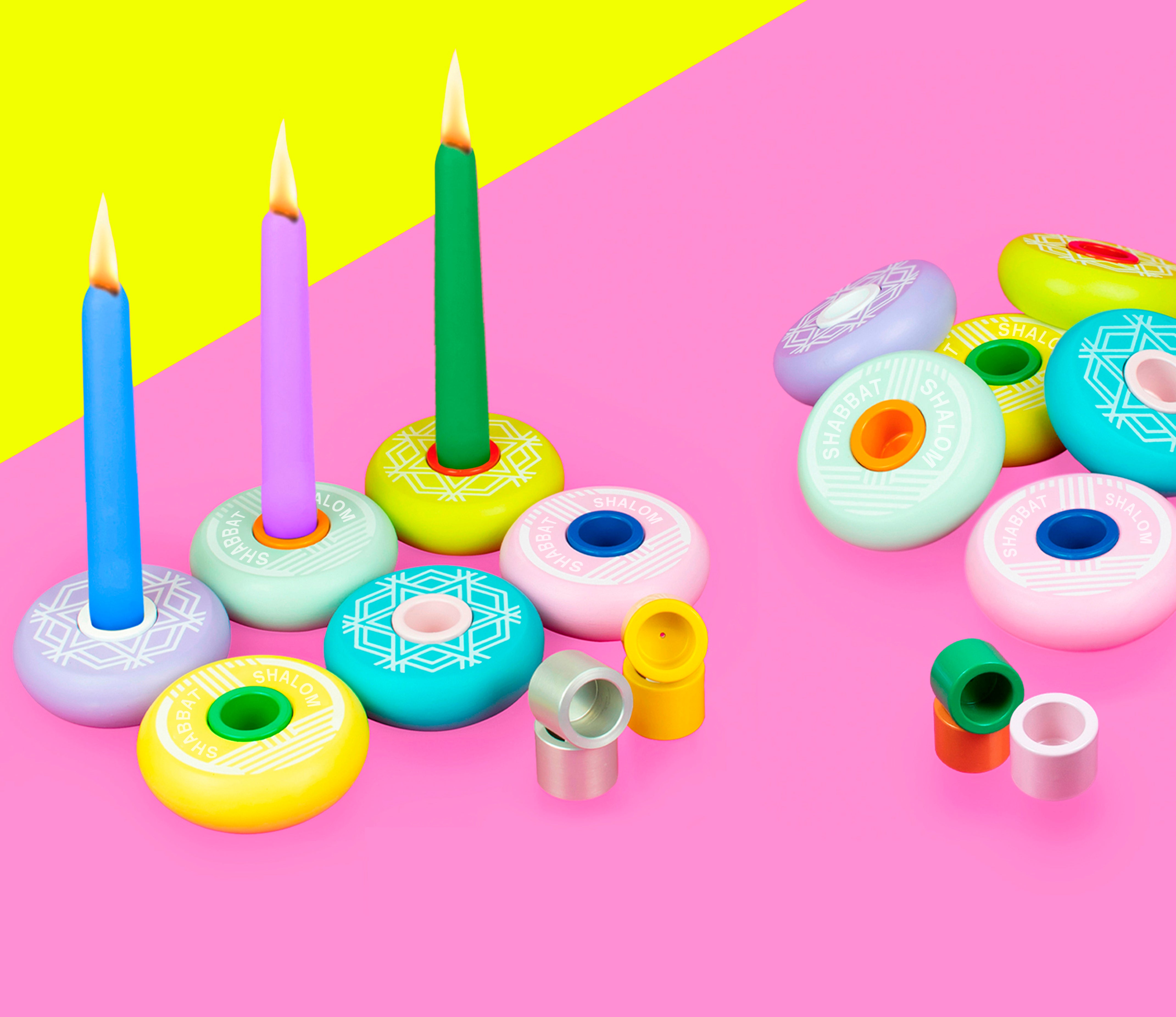 PLATZ - SHABBAT SHALOM CANDY CANDLESTICKS