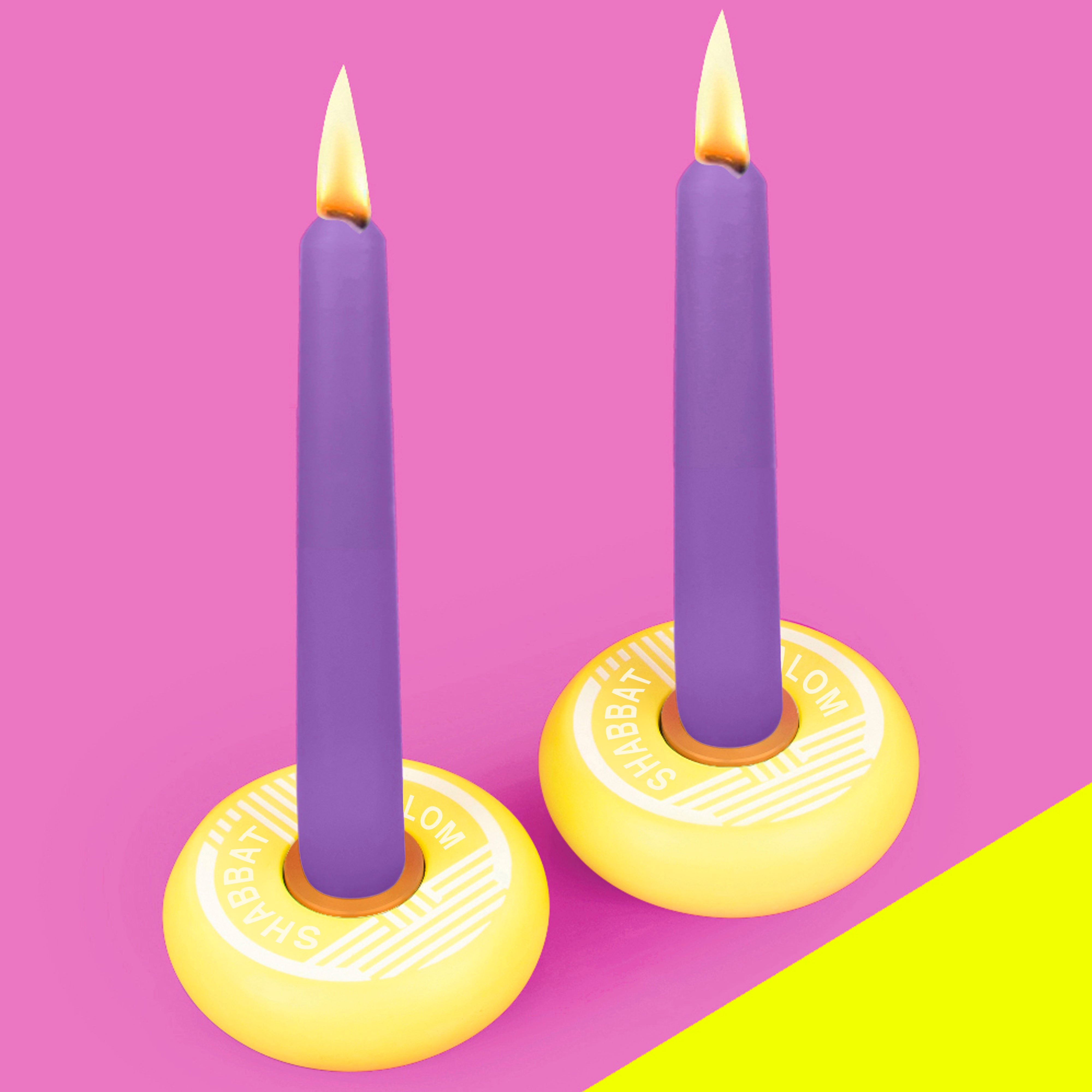PLATZ - SHABBAT SHALOM CANDY CANDLESTICKS