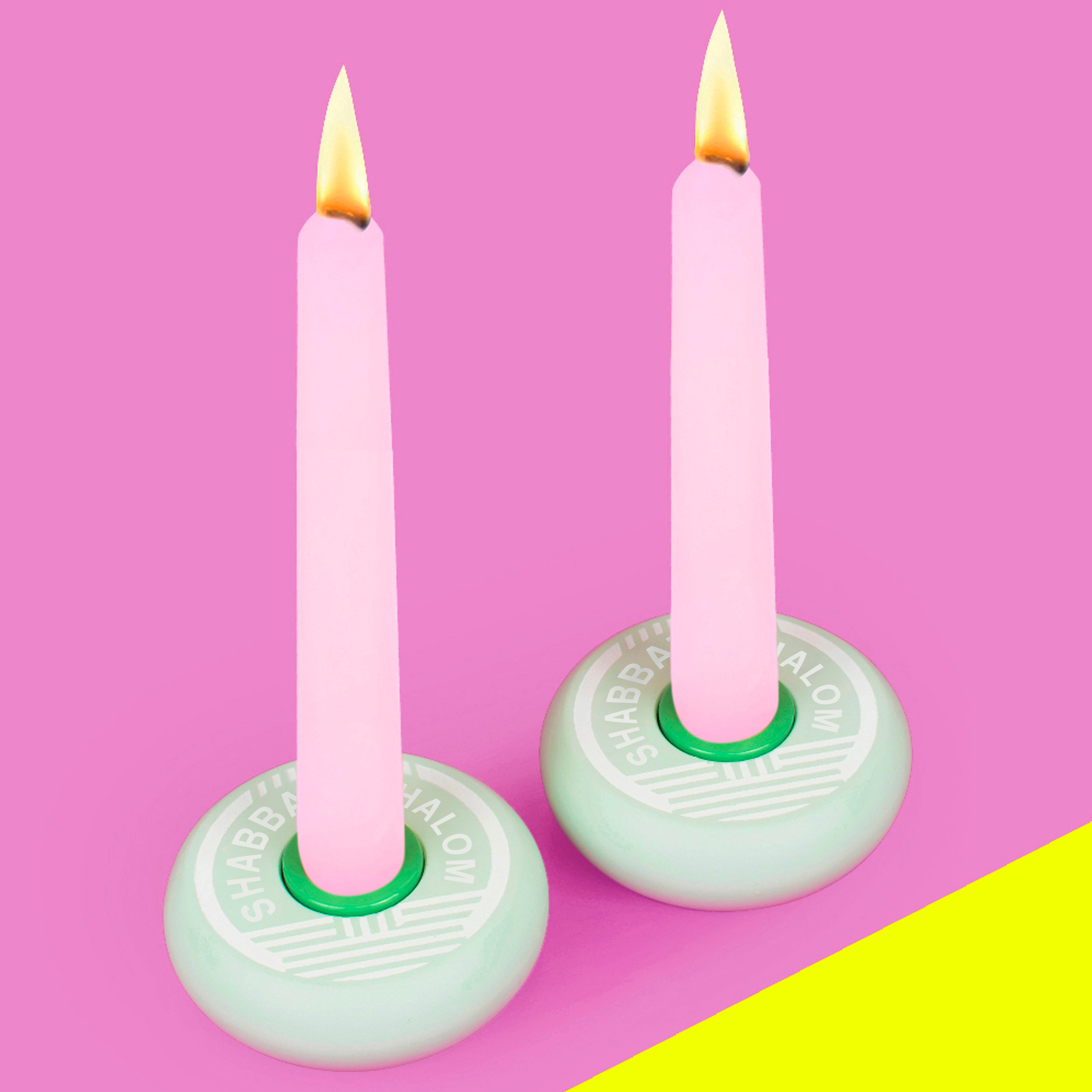PLATZ - SHABBAT SHALOM CANDY CANDLESTICKS