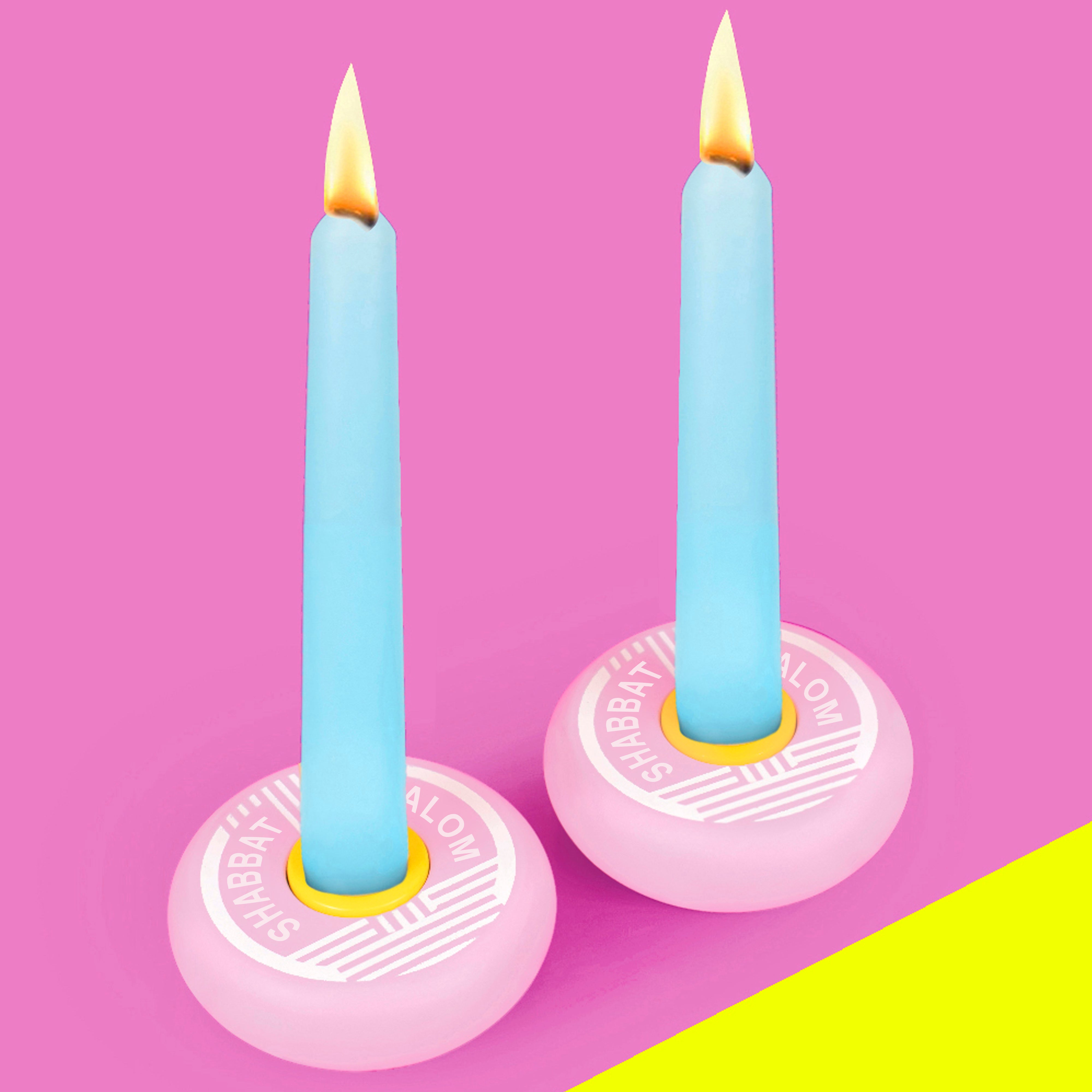 PLATZ - SHABBAT SHALOM CANDY CANDLESTICKS
