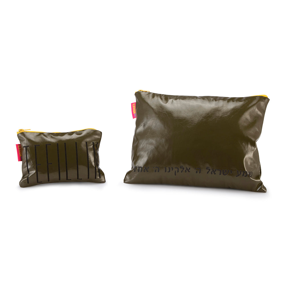 SCHLEPP - TALLIT BAG SET - OLIVE FAUX LEATHER